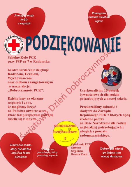 Podziękowania - Światowy Dzień Dobroczynności