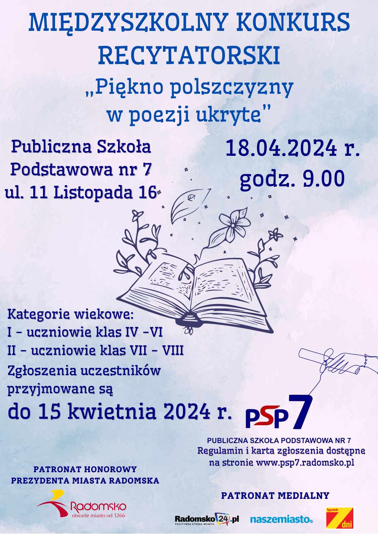 Regulamin Międzyszkolnego Konkursu Recytatorskiego - Piękno polszczyzny w poezji ukryte