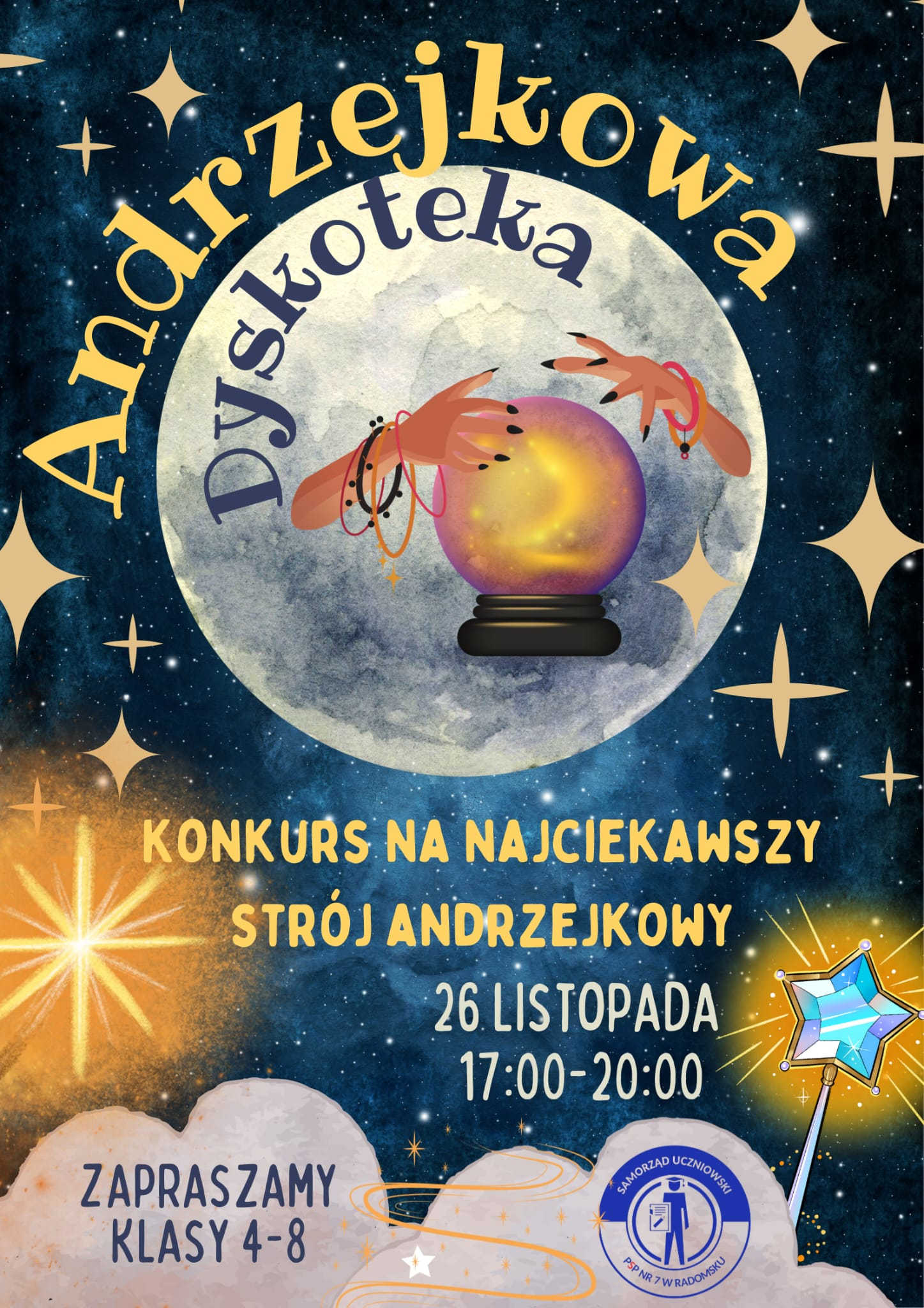 Zapraszamy uczniów klas 4-8 na dyskotekę andrzejkową