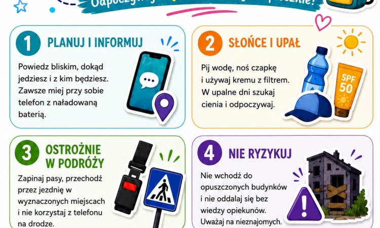 Bezpieczne wakacje to nie tylko ostrożność podczas wypoczynku, ale także troska o siebie i innych